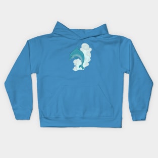 Happy Dolphin with wave Kids Hoodie